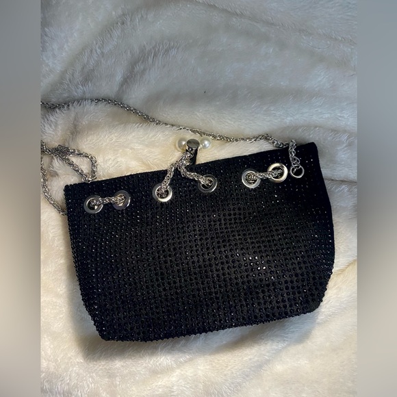 Black Rhinstone sling cum potli bag - Picture 6 of 17